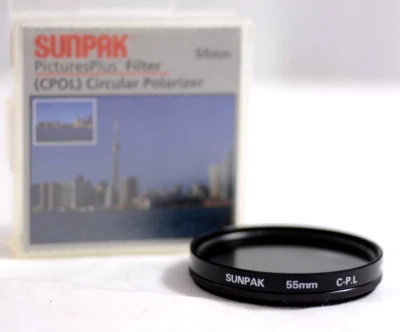 SUNPAK 55MM CIRCULAR POLARIZING LENS FILTER FOR DSLR CAMERA(NEW OPEN BOX) - Image 1 of 2