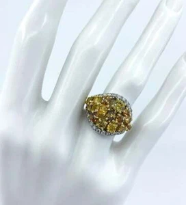 Extraordinary Handmade Design 3.88CT Yellow Citrine & Clear White CZ Fine Ring - Picture 1 of 10