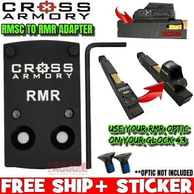 CROSS ARMORY RMSC TO RMR ADAPTER - USE YOUR LARGER OPTICS ON A GL0CK 43 43X 48