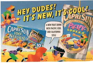 1991 Snack Essen Trinken PRINT AD ART - CAPRI SUN PACIFIC COOLER - Hey Dudes! - Bild 1 von 4
