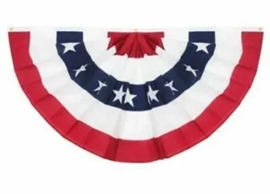 ANNIN Pleated Fan Flag 3x6 FT PATRIOTIC DECORATION Red White & Blue Made in USA - Picture 1 of 7