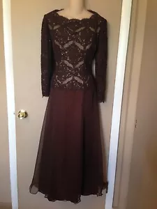 ROSE TAFT COUTURE BESTICKTES DAMEN DUNKELBRAUN ABENDKLEID GRÖSSE MEDIUM - Bild 1 von 7
