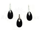 Sterling Silver 925 Set Earrings + Pendant made with Swarovski Elements - Pear