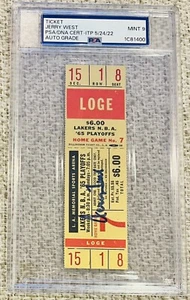1965 JERRY WEST LAKERS SIGNED PLAYOFF TICKET MINT AUTOGRAPH PSA/DNA 9 NBA LOGO - Picture 1 of 4