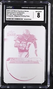 2024 Metal Signature Series #ST-BS1 Barry Sanders  Magenta Plate 1/1  CGC 8 - Picture 1 of 2