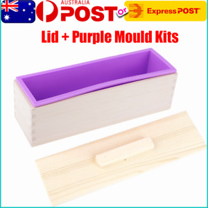 1.2kg Wood Loaf Soap Mould Melt Silicone Mold Cake Making Wooden Box DIY Sets AU