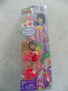 2011 Polly Pocket Pizza Delivery Girl Blonde Red Dress Black Helmet Scooter NIB - Picture 1 of 1