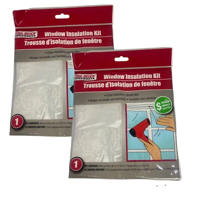 Kit de aislamiento de 2 ventanas película retráctil transparente mantener fuera el aire y la humedad 60 x 72 pulgadas Foto 1 de 4