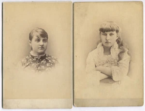 PRETTY EUROPEAN TEENAGE GIRLS. CABINET CARD 2 SET, JAPAN, RARE MAKER MARK BACK. - Picture 1 of 2