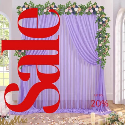 2 PANELS Chiffon Backdrop Curtains Drapes Sheer Chiffon Fabric Photography - Image 1 of 3