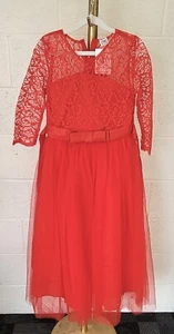 Dress Girl's Size 10 (140cm) Red Lace FlowerGirl Wedding Birthday Princess Party - Picture 1 of 5