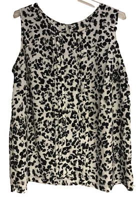 Blusa Merona Sin Mangas XXL Negra Blanca Estampada Plisada Frontal Poliéster 2XL Foto 1 de 4