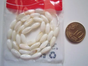 Hilo perlas tonel concha natural 10 x 5 mm X 37 UNIDADES 37 cm beis abalorios - Imagen 1 de 3