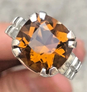 Eleganter handgefertigter Silberring mit schönem Honig Citrin losen Edelstein - Bild 1 von 13