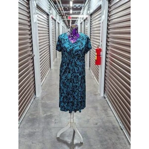 Vintage Salon Studio Medium Petite 2 Piece Blue & Black Print Skirt Set - Picture 1 of 10