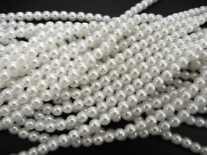 Czech Round Glass Imitation loose Pearls White nacre pearl color, Bridal White