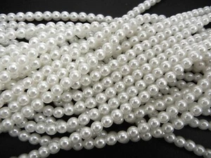 Czech Round Glass Imitation loose Pearls White nacre pearl color, Bridal White - Picture 1 of 9