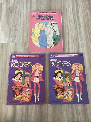 Vintage Golden 1986 Barbie and the Rockers & Deluxe Barbie Coloring Book USED - Image 1 of 4