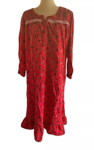 Laura Scott Nightgown Red Flannel Plaid Scottie Dog M Ruffled Country Cottage - Picture 1 of 7