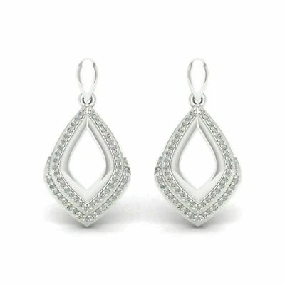 1.30 Ct Round Cut  Moissanite Drop/Dangle Earrings Gift 925 Sterling Silver - Image 1 of 2