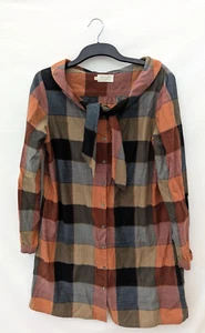 Toast Dress Womens 14 Check Plaid Patchwork Boho Tunic Button Up Tie Neck Summer - Picture 1 of 9