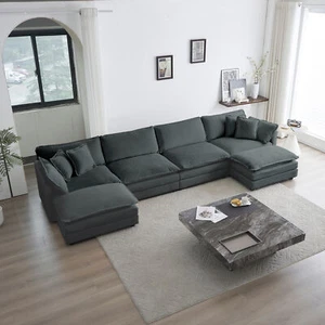 Comfort U Shaped Couch with Reversible Chaise, Modular Large U-Shape Sectional S - Picture 1 of 11