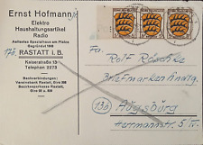 Germany 1946 Postcard sent from Rastatt to Augsburg franked with Multi stamps