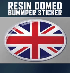 Bandiera Union Jack ovale, decalcomania distintivo paraurti da viaggio con cupola in resina - Foto 1 di 1