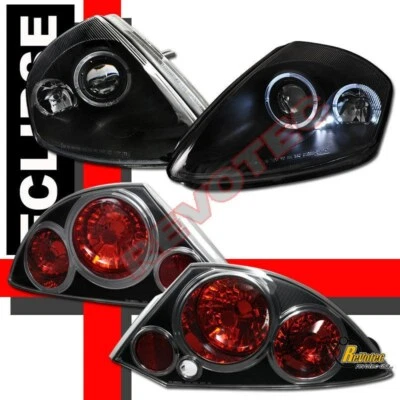 00-02 G2 Mitsubishi Eclipse Doble Halo Proyector Faros y Luces Traseras Negro Foto 1 de 4