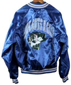 RARE Vintage: Chalk Line Satin Bomber Jacket Bama Guys & Gals, Bass Blue, Size L - Picture 1 of 11