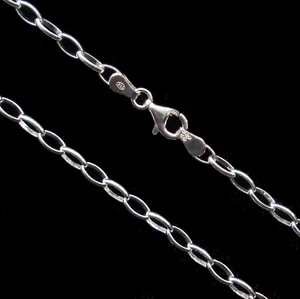 Oval Belcher Chain 3.5mm Solid Sterling Silver Rolo Necklace - Picture 1 of 3