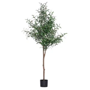 KUTON Indoor/Outdoor Artificial Green Olive Tree 5.25-ft Potted Plastic Black - Picture 1 of 6