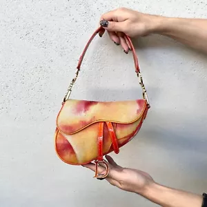 RARE☆☆☆Auth CHRISTIAN DIOR Taidai Color Saddle Bag PM - Picture 1 of 12