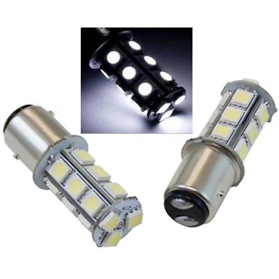 1157 White 18 SMD LED 12V Tail Light Rear Brake Stop Turn Signal Lamp Bulbs PAIR - Image 1 of 2