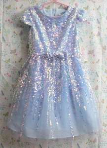 Zaatee *NWT* Girls 6 Beautiful Blue Sparkle Dress Zip & Tie Lined Tulle - Picture 1 of 4