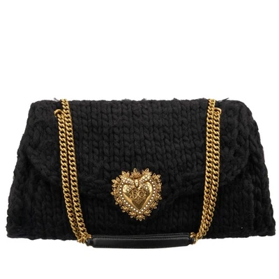 DOLCE & GABBANA DG Logo Pearl Heart Knitted Wool Shoulder Bag DEVOTION Large  - Image 1 of 4
