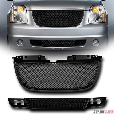 Matte Black Badgeless Mesh Upper+Lower Front Grille For 07-14 GMC Yukon Denali - Image 1 of 3