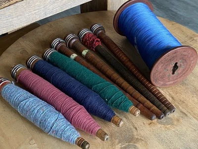 Vintage Wood Bobbin Spool Thread Yarn Primitive Decor Rustic 6.5" 8.5" 10" - Image 1 of 4