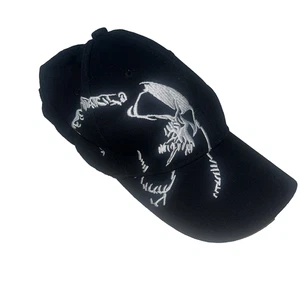 Black White Embroidered Skull Design Hat SnapBack Ball Cap Adjustable Adult OS - Picture 1 of 24