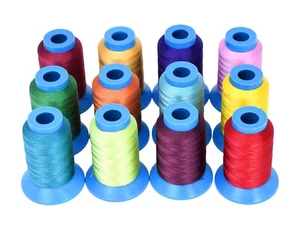 Bonded Nylon Thread 12 Assorted Vibrant Colors Heavy Duty Sewing Threads - 36... - Picture 1 of 7