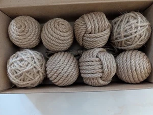 Deko Jute Kugeln 8er Set | Natur Seil Kugeln Rustikal Landhaus Schale Füller - Bild 1 von 6