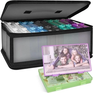 Photo Storage Box with 10 Inner 4" x 6" Multicolour Photo Cases, Waterproof C... - Picture 1 of 8