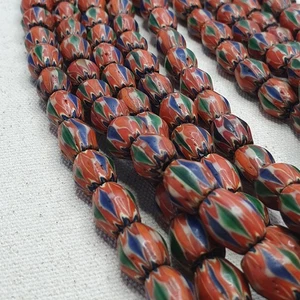 Antique Style Venetian Chevron Beads Strand Colorful Glass Beads Strand Necklace - Picture 1 of 15