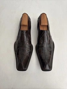 Robert Wayne Beatle Hand-Pick Stitching Cross Square Toe Loafer - Black - 13 - Picture 1 of 12