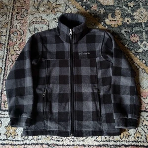 Columbia Fleece Full Zip Jacket Buffalo Check Sz XS 6/7 - Picture 1 of 5