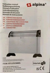 Bedienungsanleitung Für Alpina Konvektionsheizgerät Standheizung Elektrisch - Bild 1 von 1