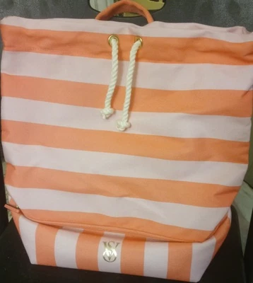 Victoria's Secret розовый в полоску пляж рюкзак кулер новый с ярлыками - Изображение 1 из 4