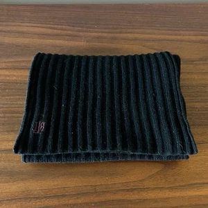 Vintage Lauren Ralph Lauren Large Black Scarf 100% Lambswool Ribbed - Picture 1 of 4