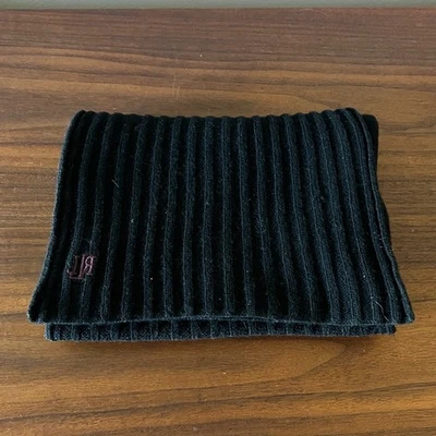 Vintage Lauren Ralph Lauren Large Black Scarf 100% Lambswool Ribbed - Image 1 of 4