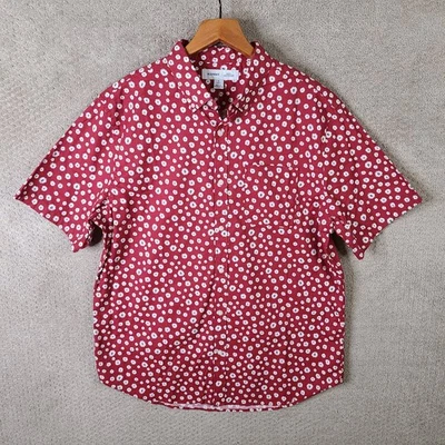 Old Navy Shirt Mens XL Tall Red Floral Slim Fit Built in Flex Button Down NEW - Image 1 of 4